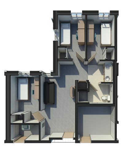 Laurel, 3-3 Suite Floor Plan