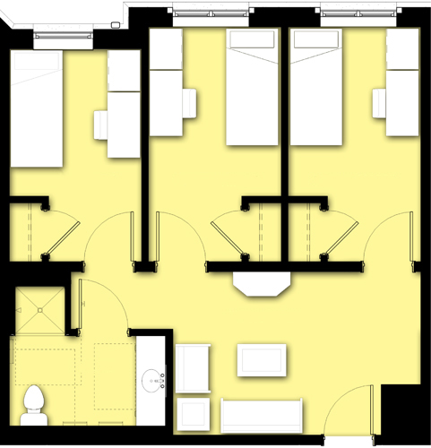 Levine, 3-3 Suite Floor Plan