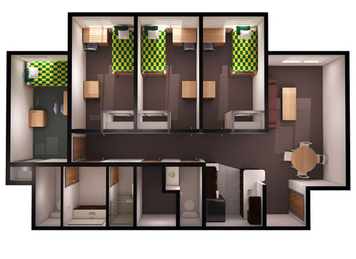 Wallis, 4-4 Apartment Floor Plan
