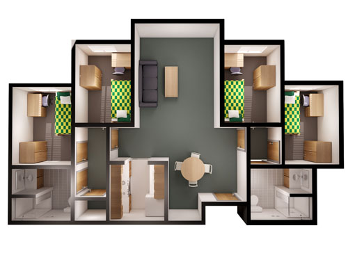 Witherspoon, 4-4 Apartment Floor Plan