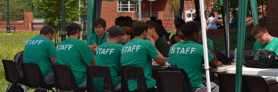 Summer Employment staff enjoying a cookout 