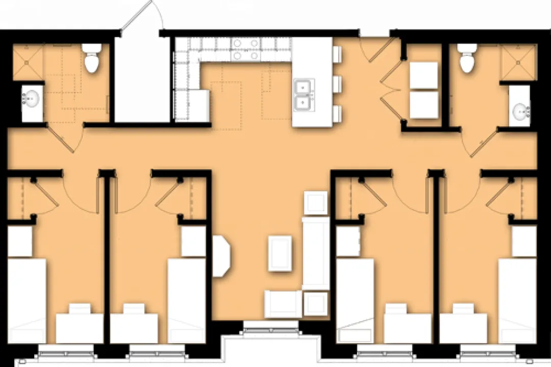 Levine, 4-4 Apartment Floor Plan