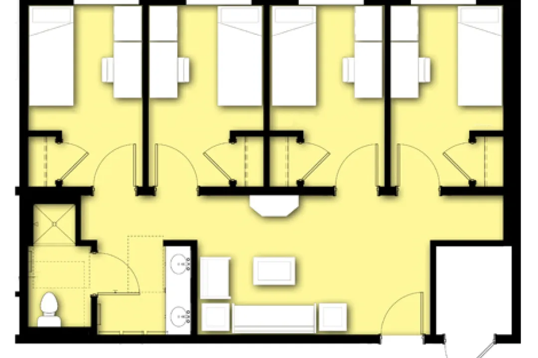 Levine, 4-4 Suite Floor Plan