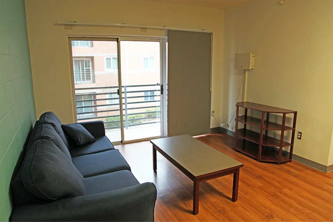 Maple, 4-4 Apartment- Living Room With Balcony