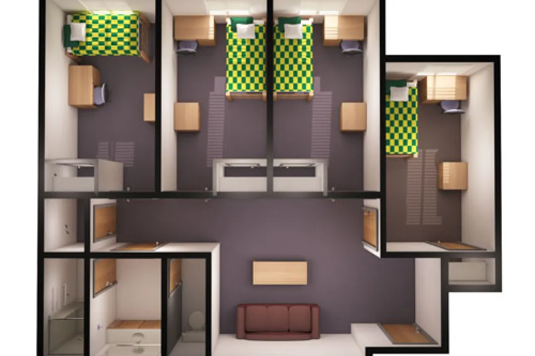 Wallis, 4-4 Suite Floor Plan