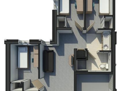 Laurel, 3-3 Suite Floor Plan