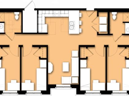 Levine, 4-4 Apartment Floor Plan
