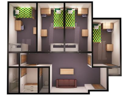 Wallis, 4-4 Suite Floor Plan