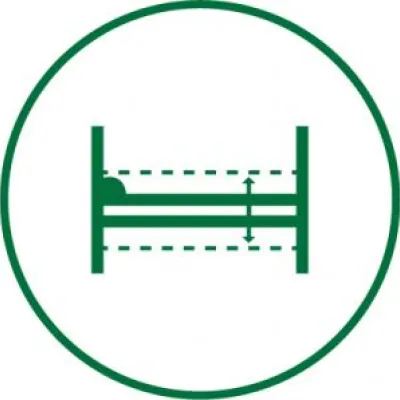 Icon of a Bed which shows it can be raised or lowered.